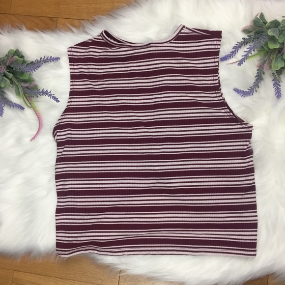 Adara Red & White Striped Twist Front Crop Top L - Picture 5 of 7